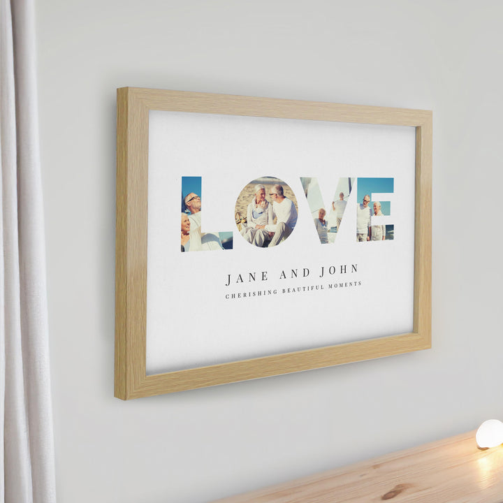 Personalised LOVE Photo Upload Oak Poster Frame – alternative view