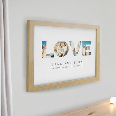 Personalised LOVE Photo Upload Oak Poster Frame