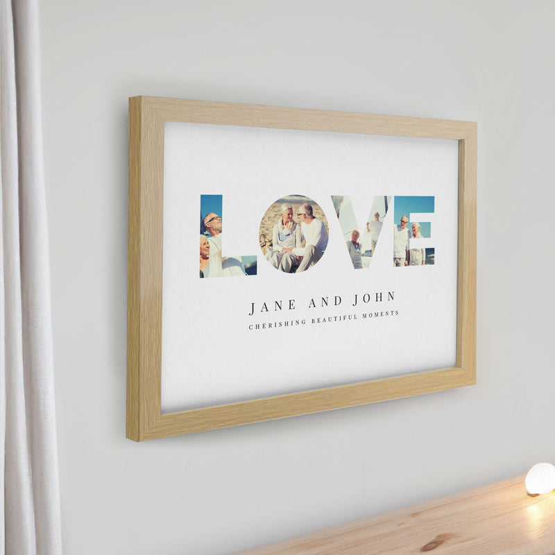 Personalised LOVE Photo Upload Oak Poster Frame