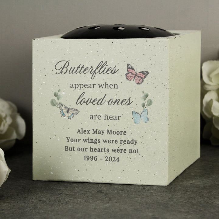 Personalised Butterflies Appear Memorial Vase – alternative view
