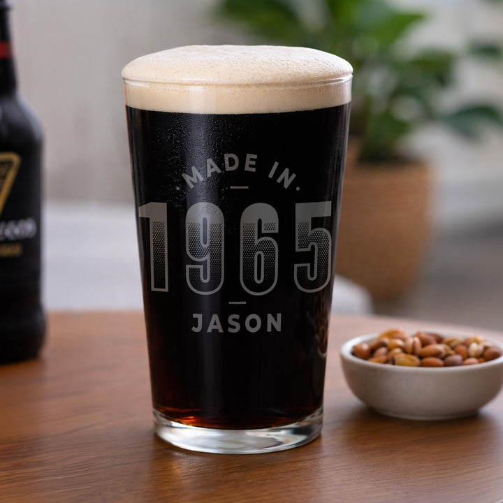 Personalised Made in Pint Glass, The Personal Shop, personalised gifts