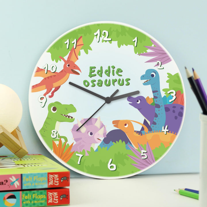 Personalised Dinosaur Wooden Childrens Clock – alternative view