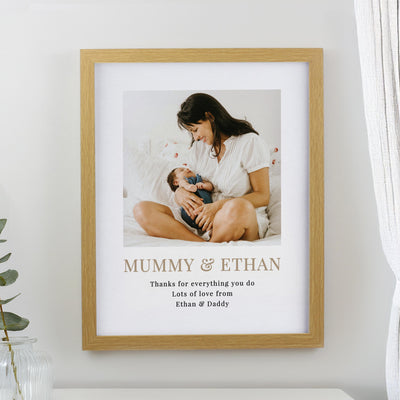 Personalised Square Photo Upload Oak Poster Frame