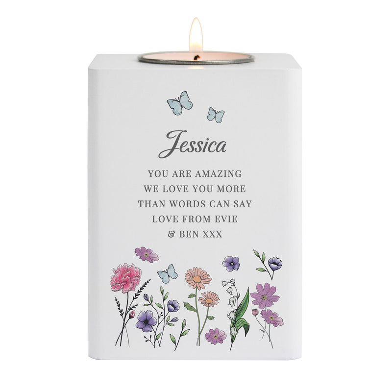 Personalised Wild Flowers Tealight Holder