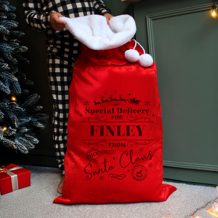 Personalised Special Delivery Red Sack – alternative view
