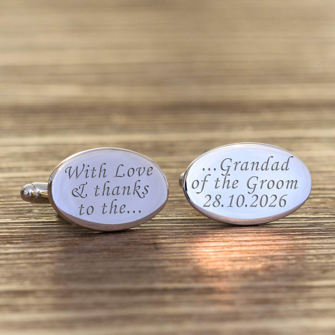 Personalised Grandad of the Groom Cufflinks with Wedding Date