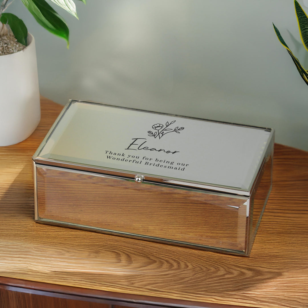 Personalised Floral Mirrored Jewellery Box – alternative view