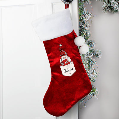 Personalised Gonk Family Red Christmas Stocking- Female