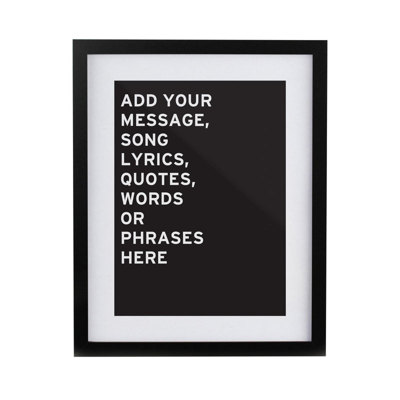 Personalised Typography Black Poster Frame