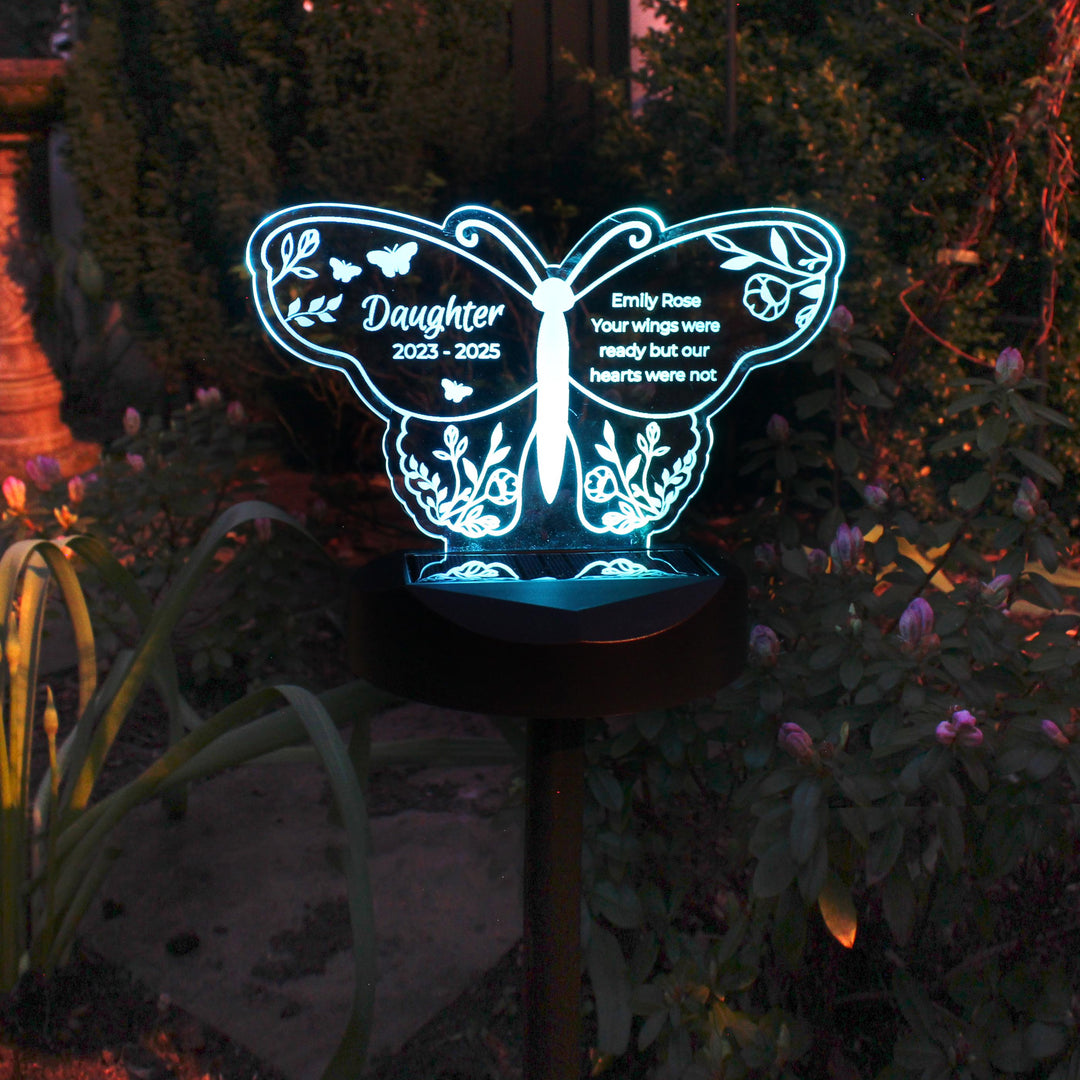 Personalised Butterfly Memorial Solar Light – alternative view