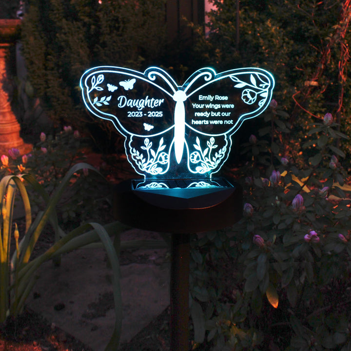 Personalised Butterfly Memorial Solar Light – alternative view