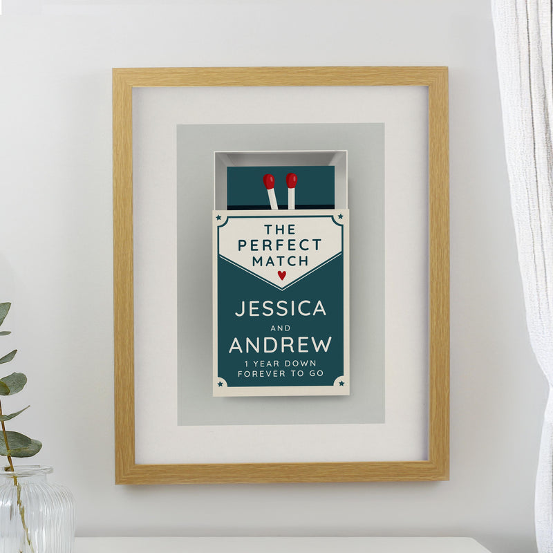 Personalised Perfect Match Oak Poster Frame