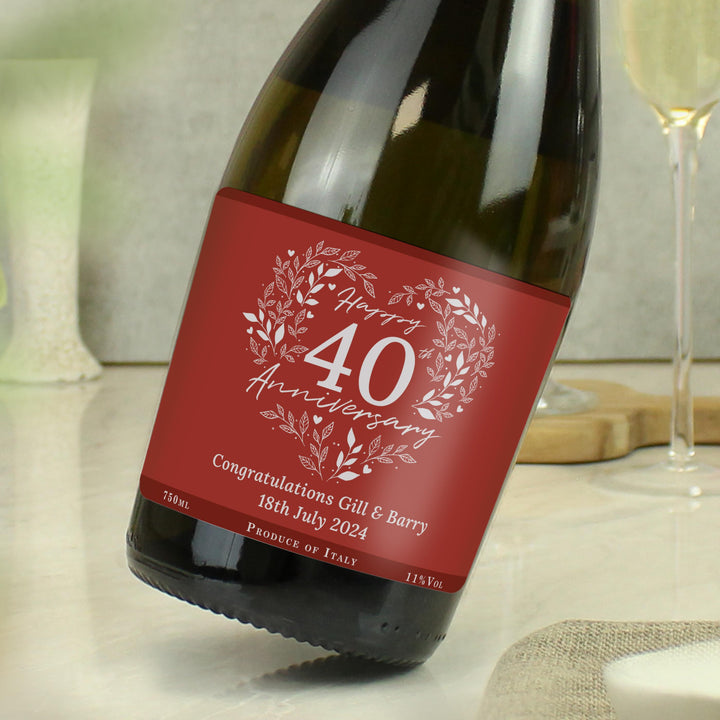 Personalised 40th Ruby Wedding Anniversary Prosecco – alternative view