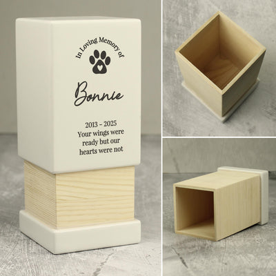 Personalised Pet Memorial Small Wooden Urn