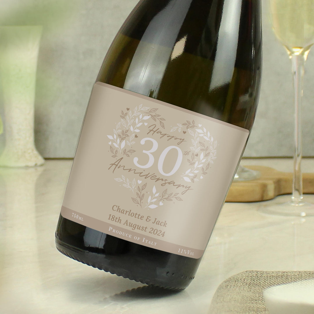 Personalised 30th Pearl Wedding Anniversary Prosecco – alternative view