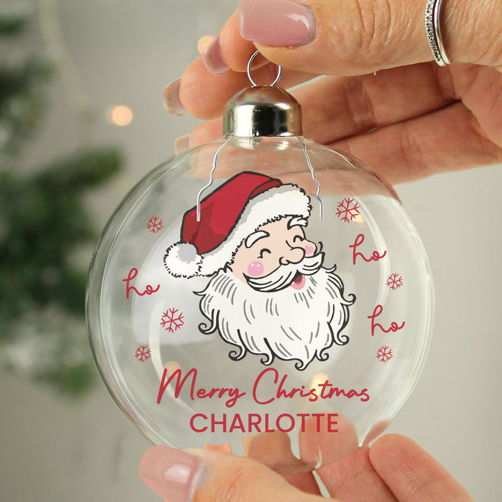 Personalised Santa Glass Bauble – alternative view