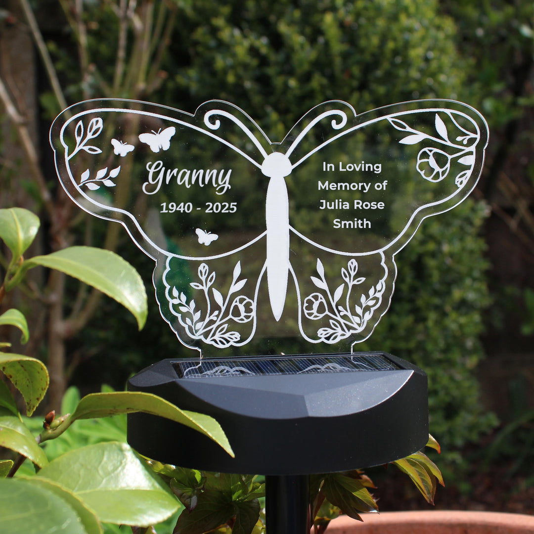 Personalised Butterfly Memorial Solar Light – alternative view