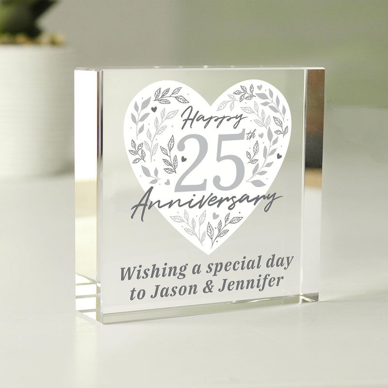 Personalised 25th Silver Wedding Anniversary Crystal Token