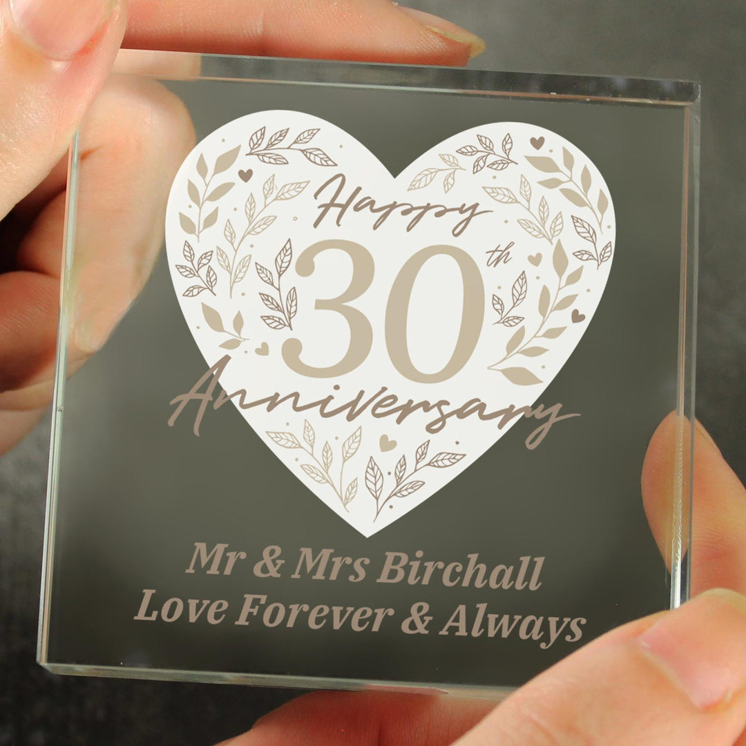 Personalised 30th Pearl Wedding Anniversary Crystal Token – alternative view
