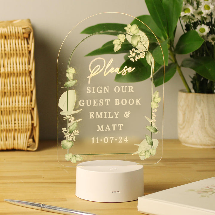 Personalised Botanical Wedding LED Colour Changing Light – alternative view