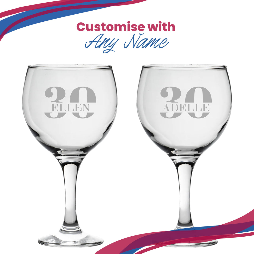 Personalised Gin Balloon Glass - Age 30 Design