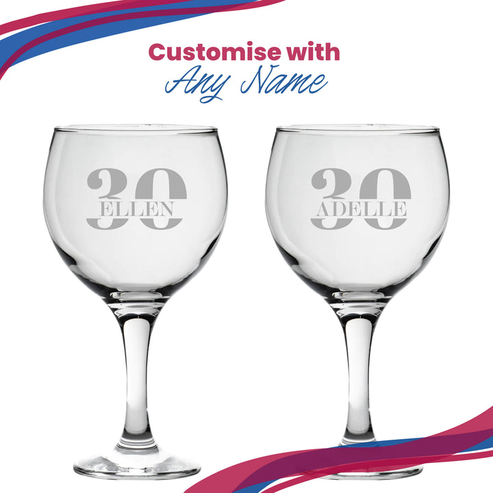 Personalised Gin Balloon Glass - Age 30 Design