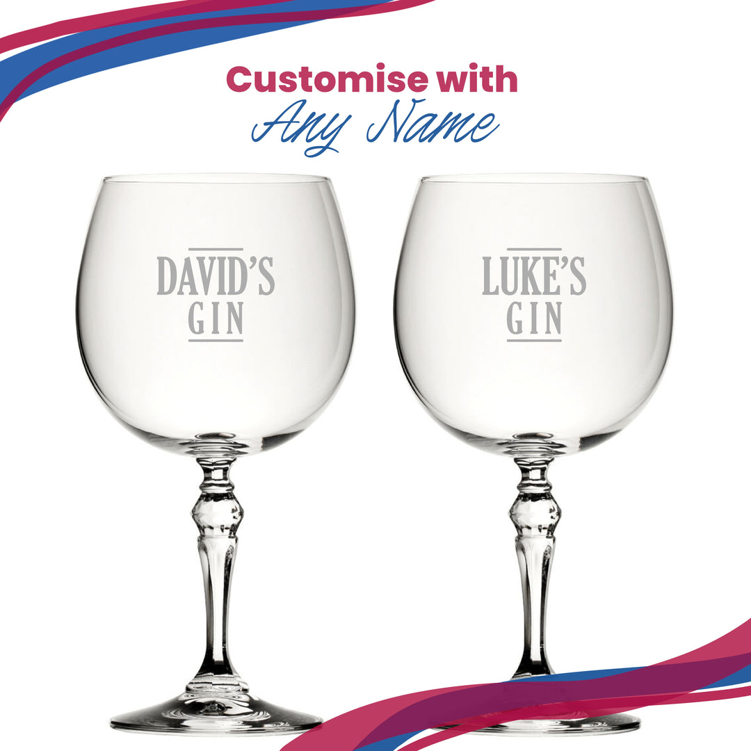 Personalised Gin Balloon Glass with Name - Serif Design