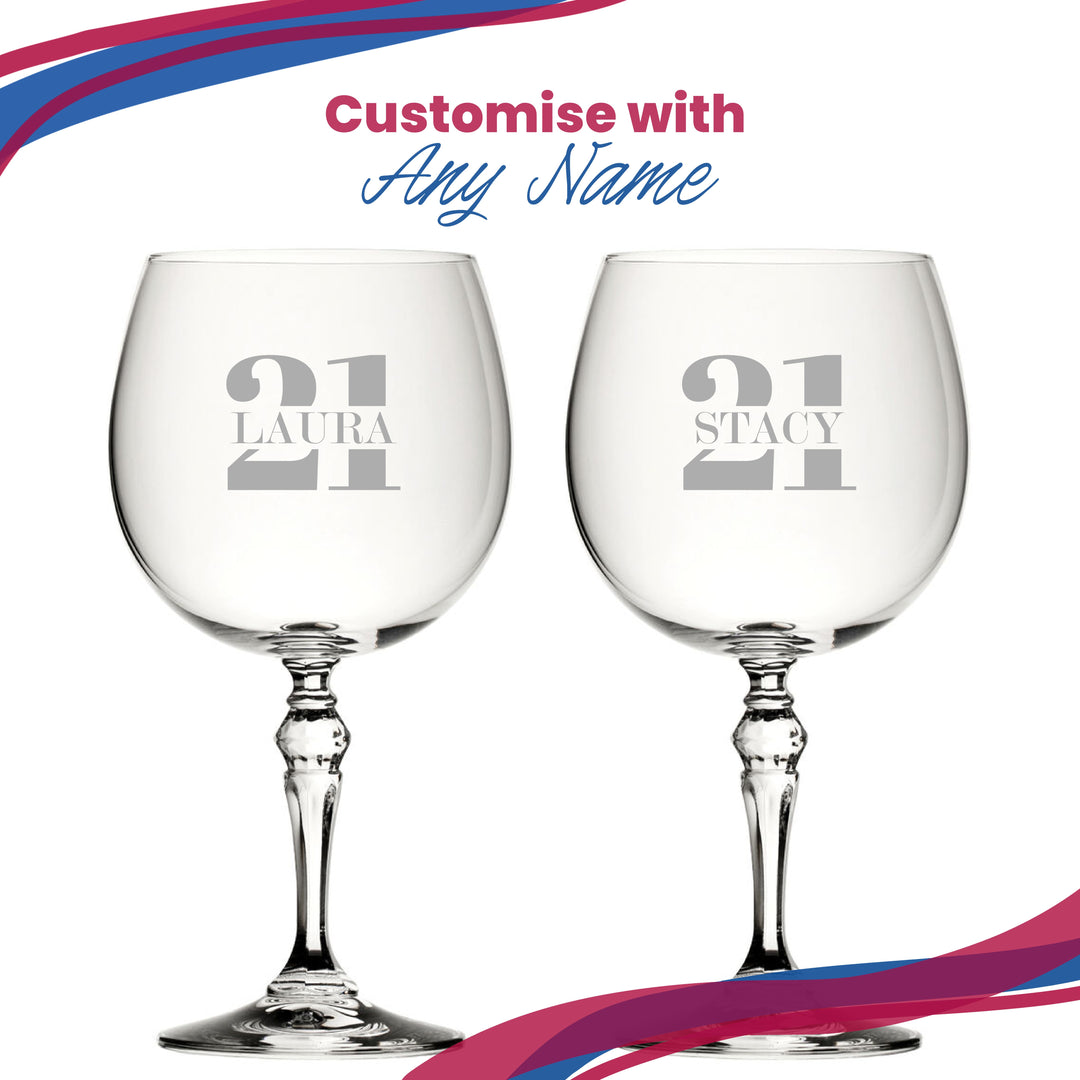 Personalised Crystal Gin Balloon Glass with Age Design