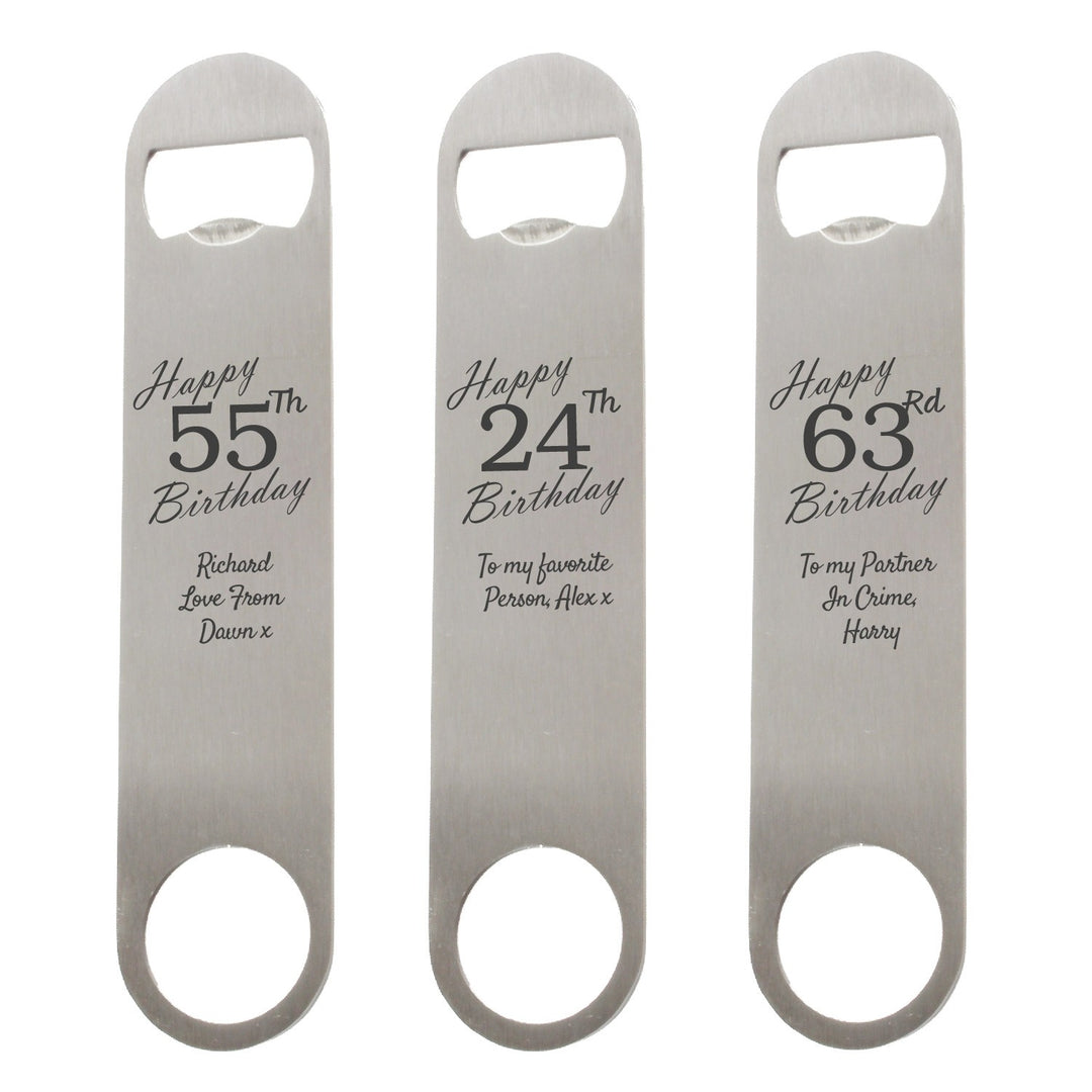 Personalised Steel Bar Blade Bottle Opener for Birthday