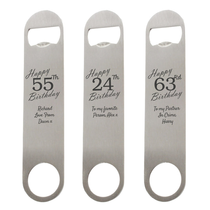 Personalised Steel Bar Blade Bottle Opener for Birthday