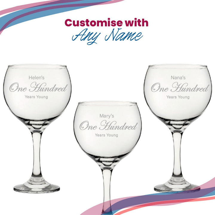 Personalised 100th Birthday Cubata Gin Glass - Years Young