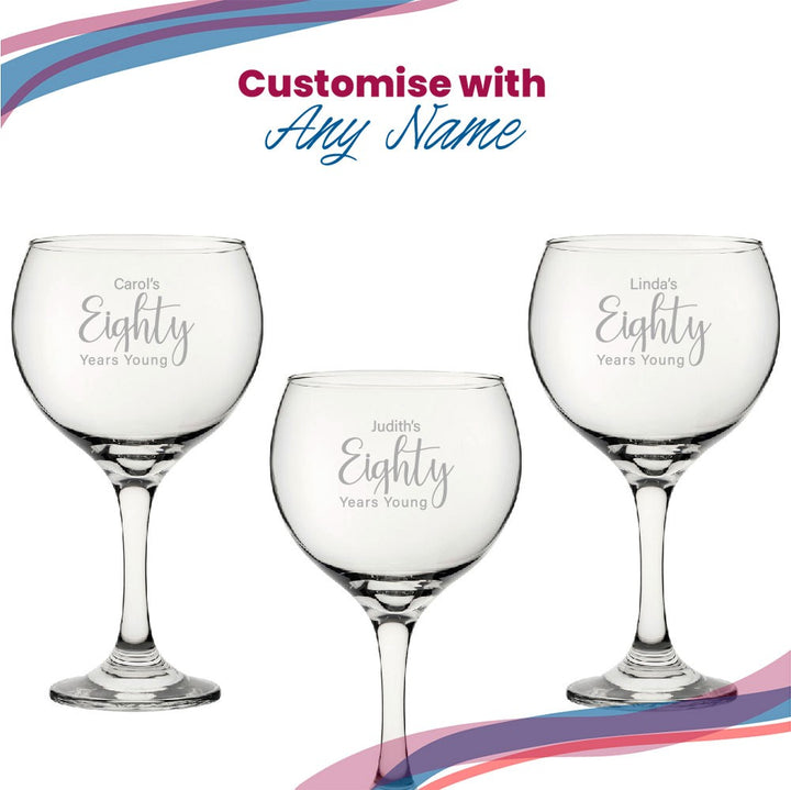 Personalised 80th Birthday Cubata Gin Glass - Years Young