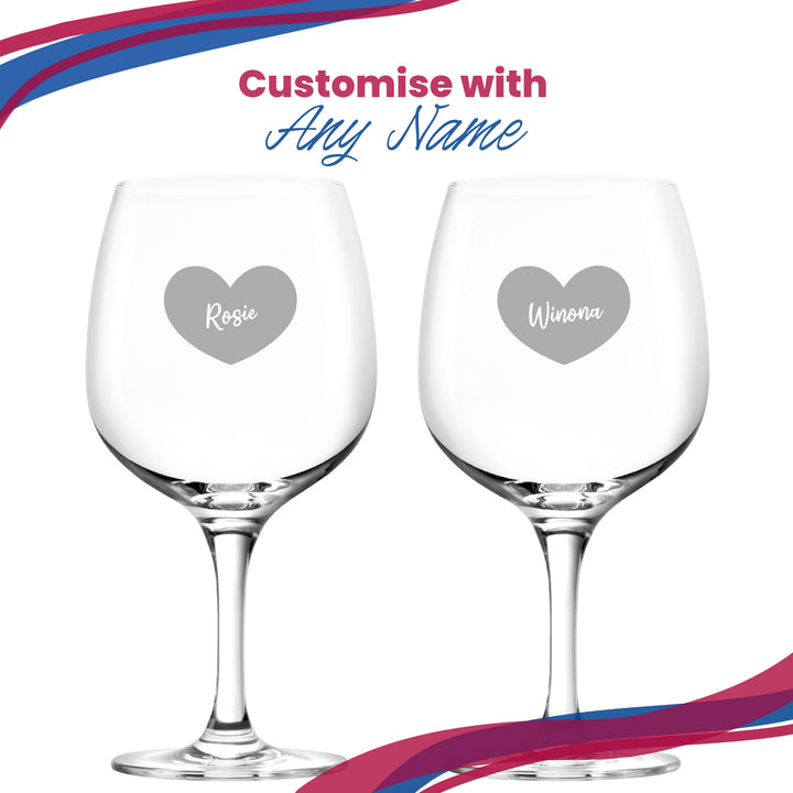 Personalised Heart Gin Copa Balloon Glass with Name