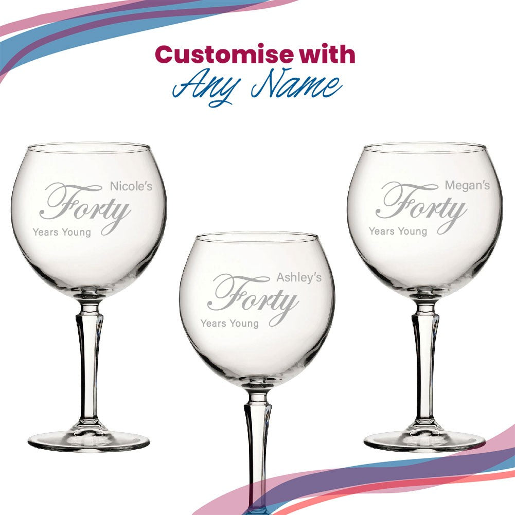 Personalised 40th Birthday Hudson Gin Balloon Glass