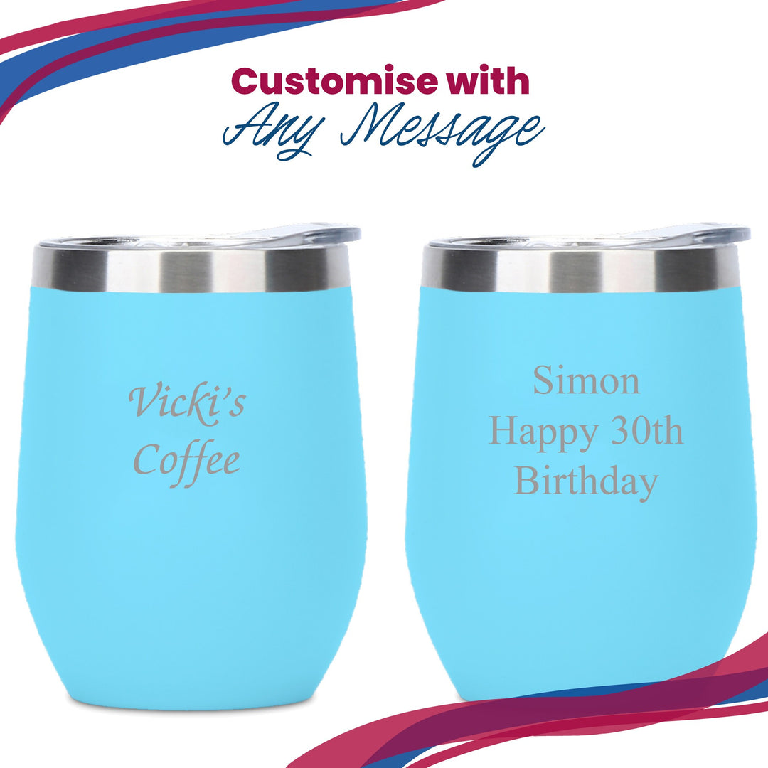 Personalised Light Blue Insulated Travel Tumbler with Lid