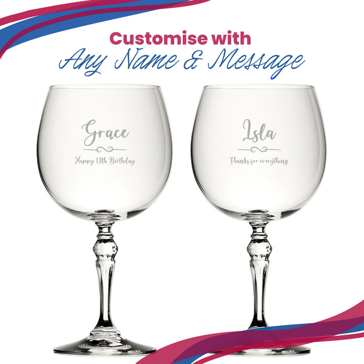 Personalised Engraved Crystal Gin Balloon Glass with Flourish