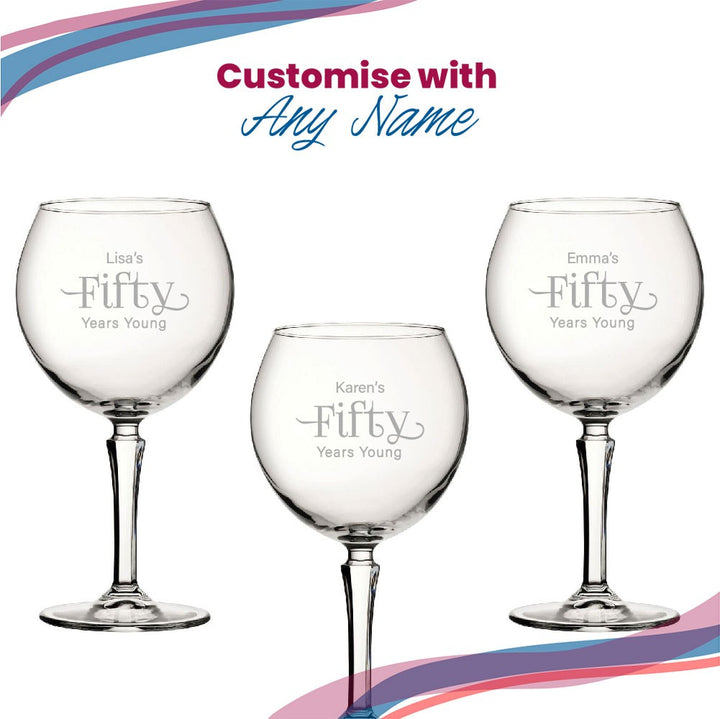 Personalised 50th Birthday Hudson Gin Glass with Name