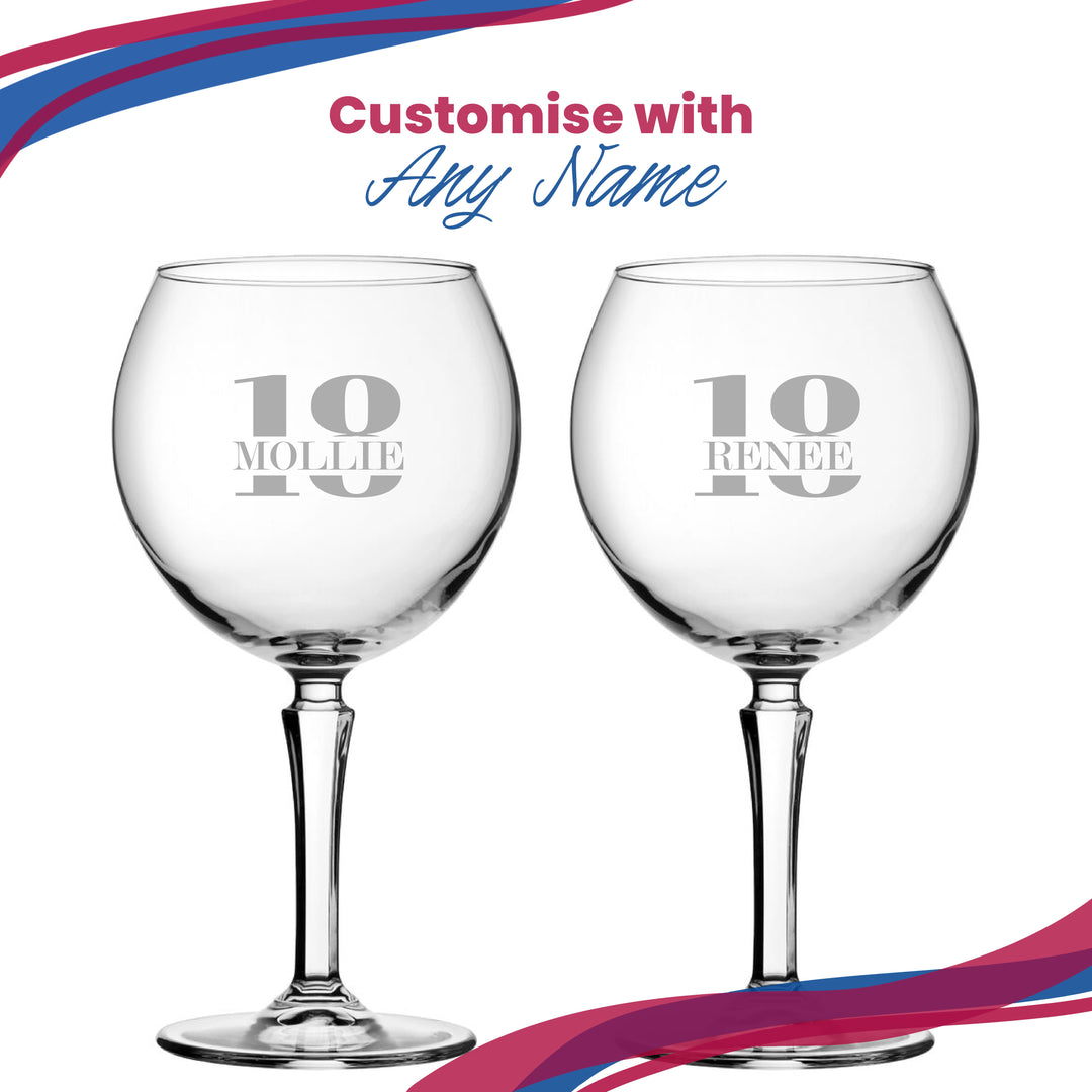 Personalised Age &amp; Name Hudson Gin Balloon Glass