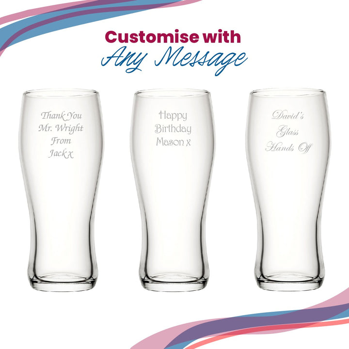 Engraved Nevis Curved Pint Glass 560ml, Gift Boxed