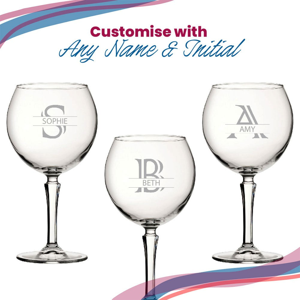 Personalised Hudson Gin Glass with Initial, Name &amp; Font Choice
