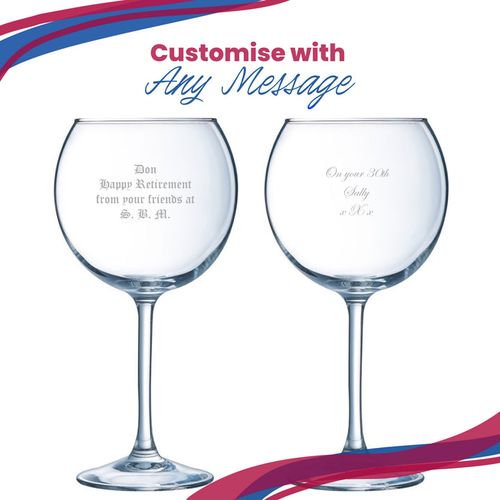 Personalised Gin Balloon Glass with Message