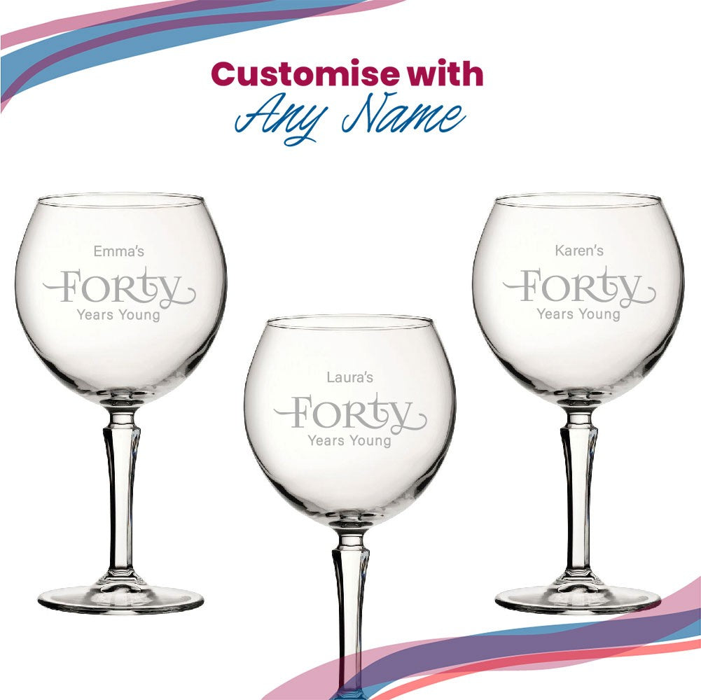 Personalised 40th Birthday Hudson Gin Glass - Years Young
