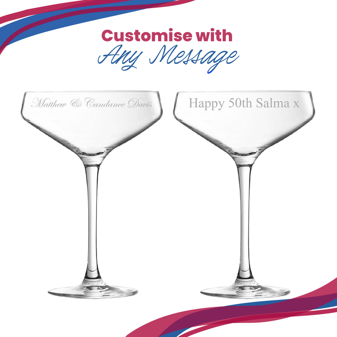 Personalised Cabernet Champagne Saucer Glass with Message