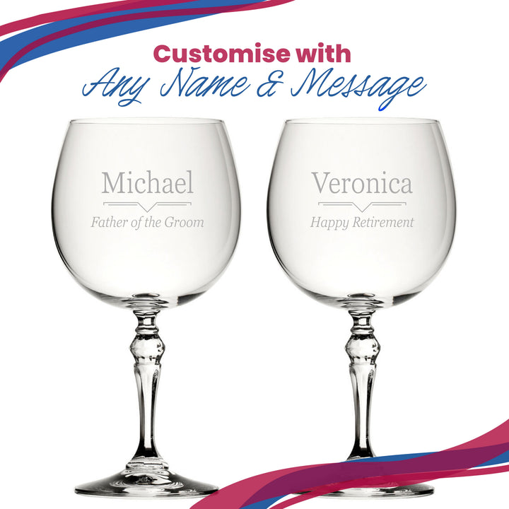 Personalised Engraved Crystal Gin Balloon Glass with Line Design