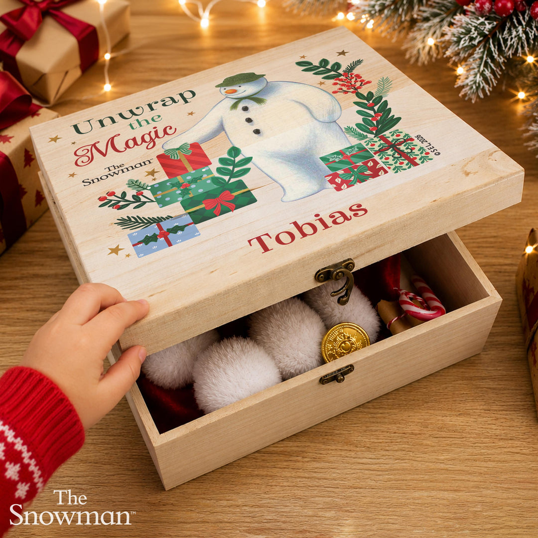 Personalised The Snowman Wooden Christmas Eve Box
