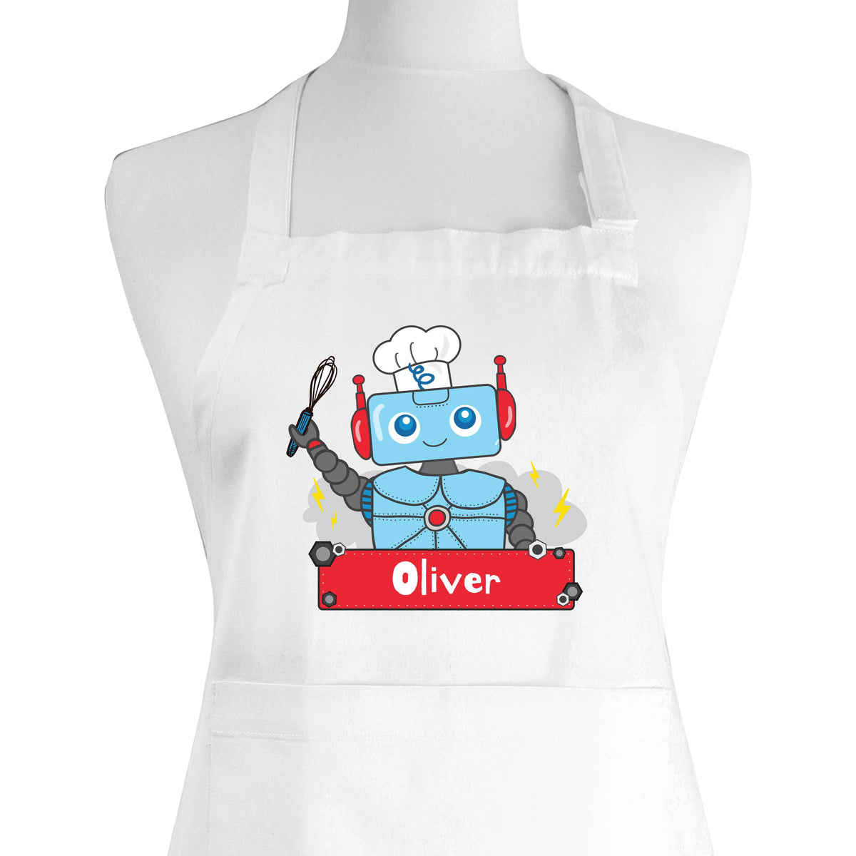 Personalised Robot Childrens Apron, The Personal Shop, personalised gifts