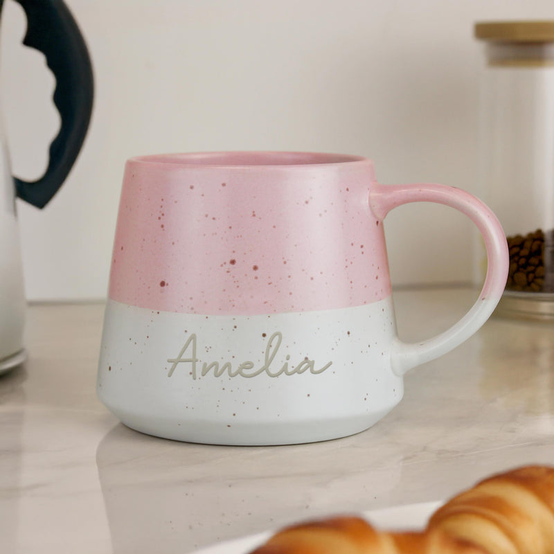 Personalised Name Pink Speckled Ceramic Mug