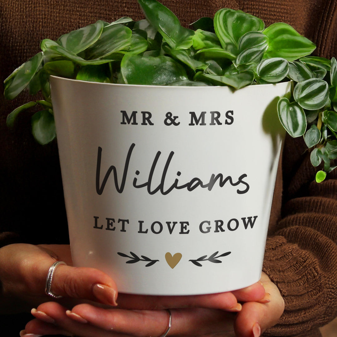 Personalised Gold Heart Large Plant Pot, The Personal Shop, personalised gifts