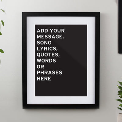 Personalised Typography Black Poster Frame