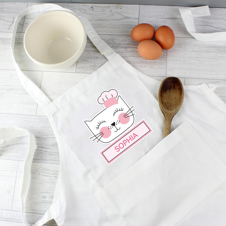 Personalised Cat Childrens Apron, The Personal Shop, personalised gifts